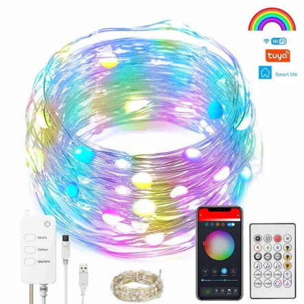 Гирлянда Lemanso LM9204, 5 вольт, RGB, 10 м, WI-FI + пульт (40 программ) + USB кабель (Tuya Smart Home) - 1