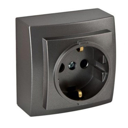 Розетка з заземленням Антрацит Themis - 1