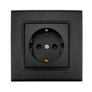 Розетка одинарная с заземлением, VIKO  LINNERA Life, 90414008, черная ночь