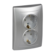 Розетка двойная, с заземлением, и шторками, Schneider Electric Sedna, алюминий, SDN3000460