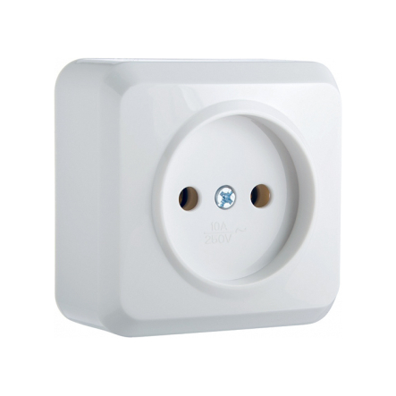 Розетка без заземлення накладная, белая, АСКО-УКРЕМ, PЗ16-Cm-W - 1