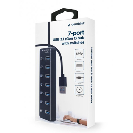 Хаб Gembird UHB-U3P7P-01 на 7 портов USB 3.0