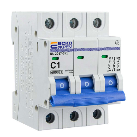 Автоматический выключатель АСКО-УКРЕМ ВА-2017 3р, 1А С, A0010170038