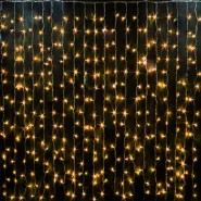 Гірлянда штора, 3*1.5 м, 240 Led, прозорий шнур, золото, з перехідником, 3*1,5 G