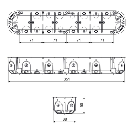 Коробка установочная под гипсокартон KOPOS KPL 64-50/5LD_NA, 351х68х50мм, с эластичными выводами