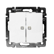 Выключатель двухклавишный с подсветкой LEGRAND Valena, 774428, белый