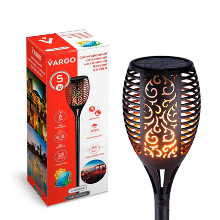 Світильник ґрунтовий VARGO, 5W, на сонячній батареї, Полум'я, 109080 - 1