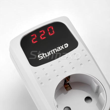 Реле напряжения евророзетка 16А 3520Вт, Sturmax PSM943516