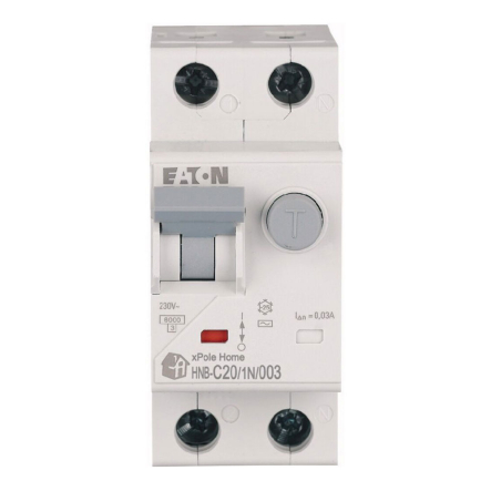 Дифференциальный автомат EATON HNB C20/1N/003, 2P, 20A, С, 30кА, 195128