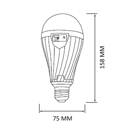 Лампа LED c аккумулятором Horoz Electric DURALITE-12, 12W, 6400K, E27, 100-250V, 001-092-0012-010