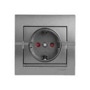 Розетка Lezard DERIY із заземленням, із захистом від дітей, темно сірий металік,702-2929-124