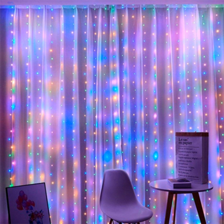 Гирлянда леска штора (Лучи росы) 3*2 м, USB, с пультом, мульти, ZABI-12 M (М-34) - 1