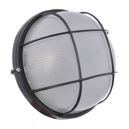 Светильник влагозащищенный MAGNUM, MIF 012, 100W, Е27, IP54, круг, черный, с решеткой - 1