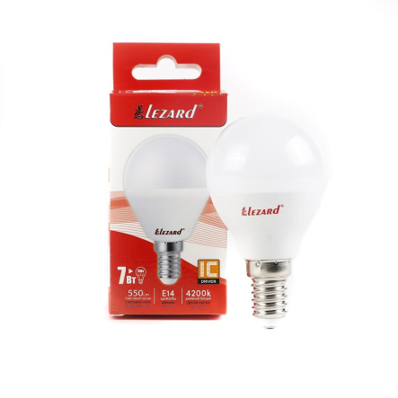 Лампа светодиодная Lezard 7W 4200K E14 220V A45 - 1