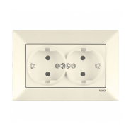 Розетка двойная с заземлением VIKO Meridian, 90970256-WH, крем