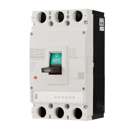 Силовой автоматический выключатель АСКО-УКРЕМ UTrust 630M/630А, AC 400 В, 630 А, 3P, с электронным расцепителем, A0010260006