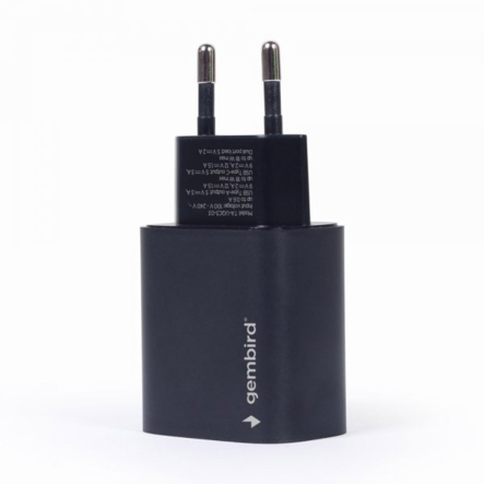 Зарядное устройство сетевое Gembird TA-UQC3-03, USB-A + 1 Type-C (PD 18 Вт + QC3.0 18 Вт)