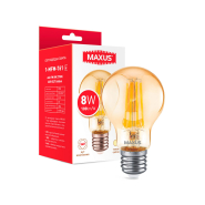 Лампа LED MAXUS Filament, 8 Вт, 2700K, E27, 220 В, A60, Golden
