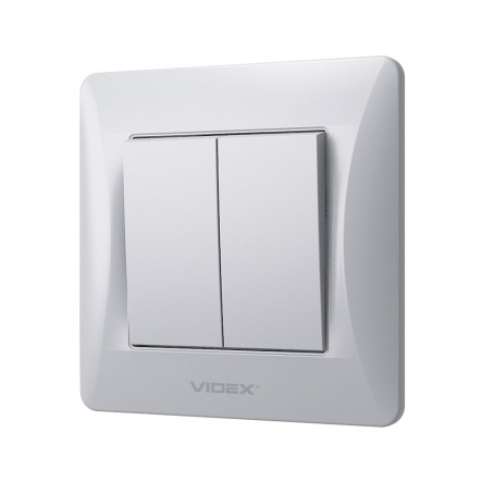 Вимикач VIDEX BINERA, двоклавішний, срібний шовк, VF-BNSW2-SS - 5