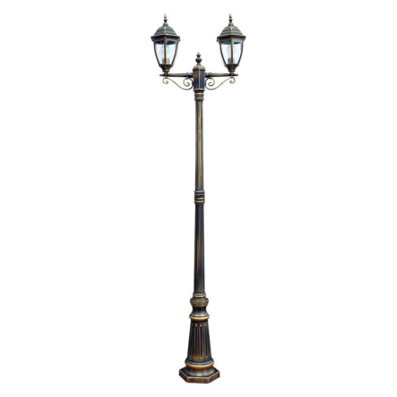 Светильник парковый Lusterlicht, Dallas ll, Е27, 100Вт, столб двойной, старое золото, 2,3м - 1