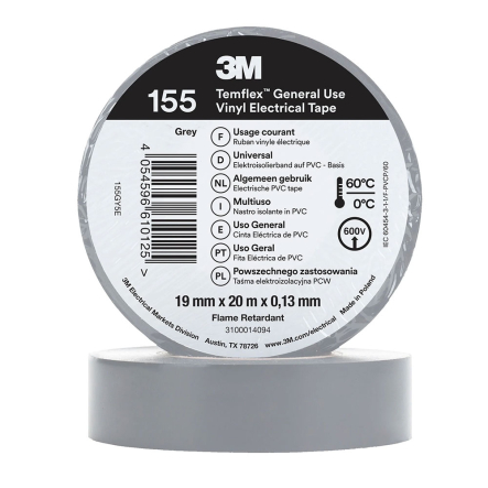 Изолента 3М VINYL ELECTRICAL TAPE 0.13mmx19mmx20m серая - 1