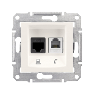Розетка TF+компьютерная RJ11+RJ45, категория 5е, неэкранированная Schneider Electric Sedna, слоновая кость, SDN5100123