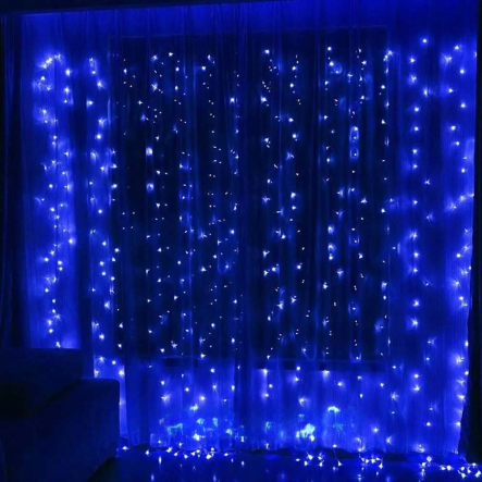 Гирлянда LED Штора от сети, 3x3м, 480 LED, Синий / LED новогодняя гирлянда на окно ВОДОПАД - 1