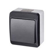 Выключатель 1-клавишный, антрацит, IP44, Elektro-Plast Hermes, 0331-07