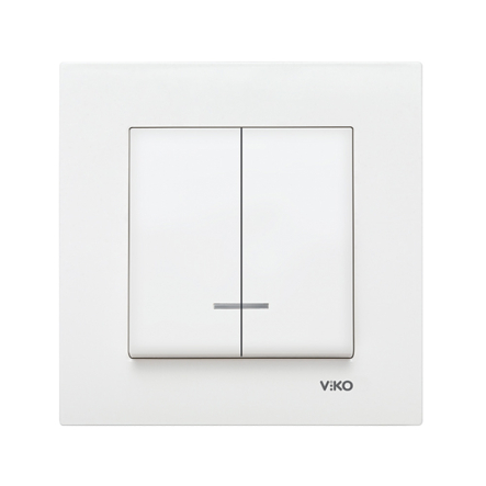 Выключатель 2 кл. с подсветкой, VIKO KARRE, 90960050, белый - 1