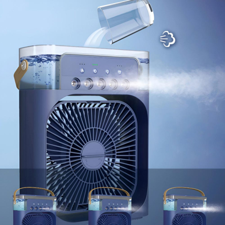 Мини вентилятор-кондиционер с подсветкой 4 в 1, синий