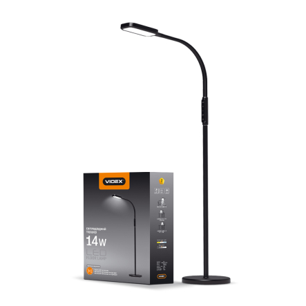 Торшер LED, VIDEX VL-TF07B, 14W, 3000-5500K, 220V, чёрный, 24858 - 1