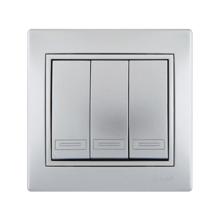 Вимикач Lezard MIRA триклавішний, метал сірий, 701-1010-109 - 1