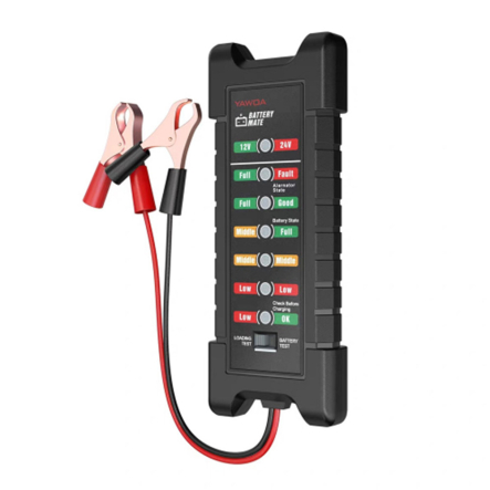 Тестер для аккумуляторных батарей BM-410 + крокодилы, 12V/24V, LED, Voltronic
