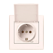 Розетка Lezard RAIN одинарная с заземлением, с крышкой, крем, 703-0388-123В