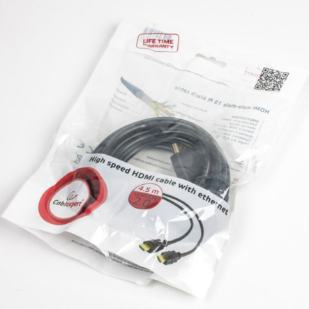 Кабель Cablexpert CC-HDMI4-15, HDMI V.2.0, 4К 60 Гц, позолоченные контакты, 4.5 м