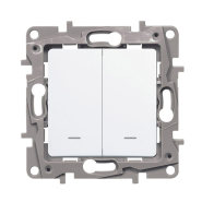 Вимикач двухклавішний з підсвічуванням Legrand Etika, 672204, білий
