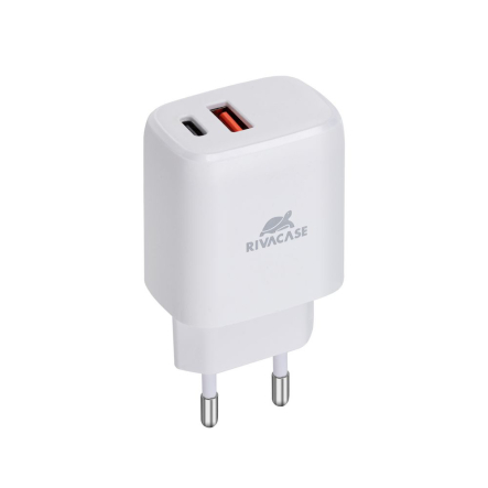 Зарядное устройство, RIVACASE PS4192 W00 (White), 1 USB-A + 1 Type-C, QC 3.0+PD 20W, белое - 1