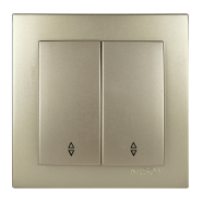 Выключатель двухклавишный проходной золото NILSON Touran, 24151009