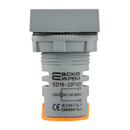 Вольтметр квадратный АСКО-УКРЕМ ED16-22FVD, A0190010032, 30-500В АС, жёлтый, врезной монтаж