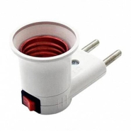 Патрон LEMANSO Е27 з вилкою та кнопкою білий / LMA035