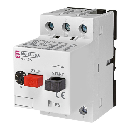 Автоматический выключатель защиты двигателя ETIMAT MS25-6,3, 3P, 4,0-6.3A 50кА MS, 4600090 - 1