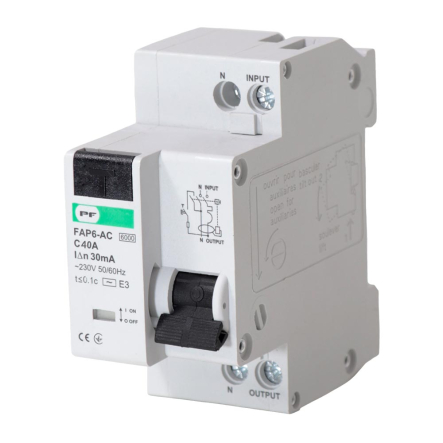 Автоматичний вимикач захисного вимикання Promfactor АЗВ 1п+н С40/0,03, FAP06C40030AC - 1