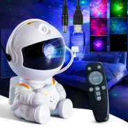 Лазерный ночник-проектор звёздного неба Космонавт от USB, с пультом, белый