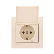 Розетка Lezard DERIY із заземленням, з кришкою, крем, 702-0303-123В