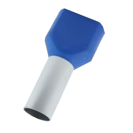 Наконечник втулковий з ізоляцією для 2-х дротів TechnoSystems ТЕ10-14, синій, (100 шт) TNSy5500135 - 1