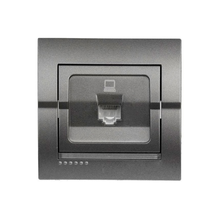 Розетка Lezard DERIY компьютерная, темно серый металлик, 702-2929-139 - 1