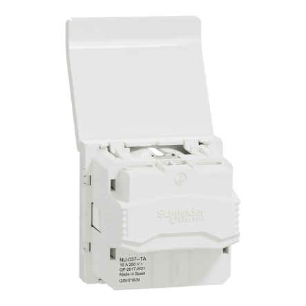 Розетка с заземлением, с крышкой, 16А Schneider Electric UNIСA New, белый, NU303718TA