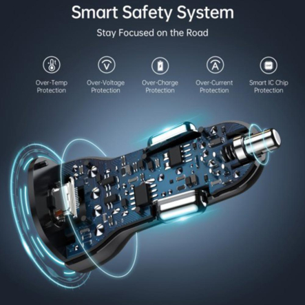 Зарядное устройство автомобильное Choetech TC0005-BK, 2 порта, 38Вт, QC3.0+PD, черный