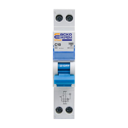 Устройство защитного отключения ДВ АСКО-УКРЕМ UTrust 1P+N (18 mm) 10А C 30mА AC, A0010210143 - 1