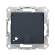 Розетка с заземлением со шторками с крышкой Schneider Electric Sedna, графит, SDN3100170